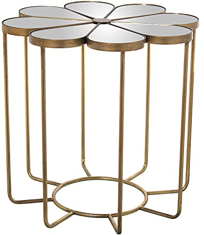 DRW Beistelltisch in Blumenform aus Metall und Spiegel in Gold, 63 x 61 cm