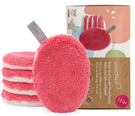 Waschies Babys & Kinder Waschpads – 5er-Set Pink – Eignung bei Windeldermatitis & Neurodermitis - Sanfte Reinigung - hypoallergene Alternative zu Einweg-Feuchttüchern und Waschlappen