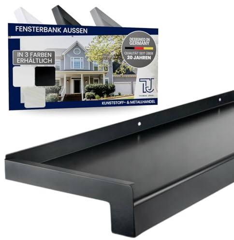 TJ Fensterbank Außen I 110 mm x 700 mm I Anthrazit RAL 7016 I Aluminium Fensterbrett mit Seitenabschluss I pflegeleichter & langlebiger Alu Fenstersims I pulverbeschichtete Außenfensterbank
