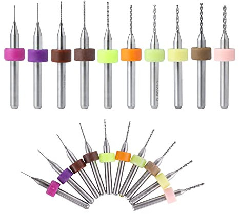 HUAZIZ 20 Pcs 0.3-1.2mm PCB Circuit Imprimé Carbure de Tungstène Micro Forets Mini Twist Drill Bits Set Gravure Métallurgie pour Bijoux CNC Gravure