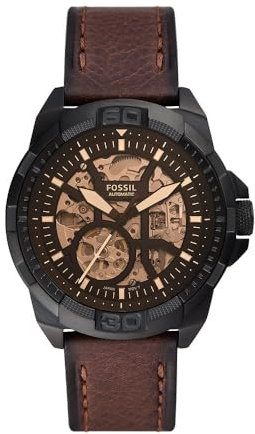 Fossil Bronson Herrenuhr, 44mm Automatikuhrwerk mit Edelstahl- oder Lederarmband