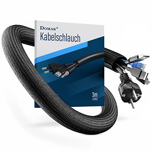 DOMAR® 3m de Gaine Cable Auto-fermante & Flexible - Manchon de Cable pour Une Gestion optimale des câbles - Cache Cable Noire pour Installation électrique - Manchon Cable Bureau