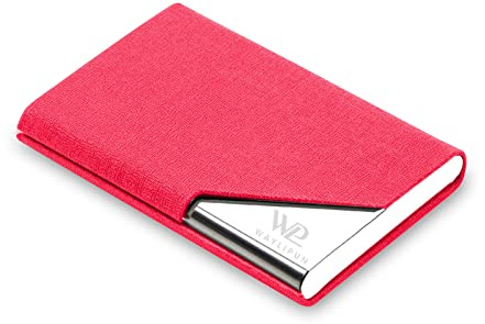Waylipun Visitenkartenetui, luxuriöses PU-Leder Premium Visitenkartenhalter, mit Magnetverschluss, zur Schonenden ​Aufbewahrung Ihrer Karte, Visitenkartenhalter für Damen und Herren (Rosa Rot)