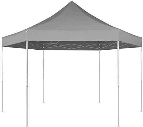 Kstyhome Pop-Up-Partyzelt Hexagonal Faltbar, Pavillon, Zeltgarage, Bierzelt, Weidezelt, Carport, Lagerzelt Winterfest, Garagenzelt, Gartenpavillon, Grau 3,6x3,1 m