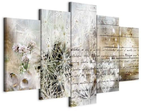 murando - Leinwandbild Blumen Abstrakt, 150x75 cm, 5-teilig, Schlafzimmer | Hochwertige Leinwand, sofort aufhängbar, ideal fürs Wohn- oder Schlafzimmer, wasserfest und lichtecht, langlebig, stilvoll