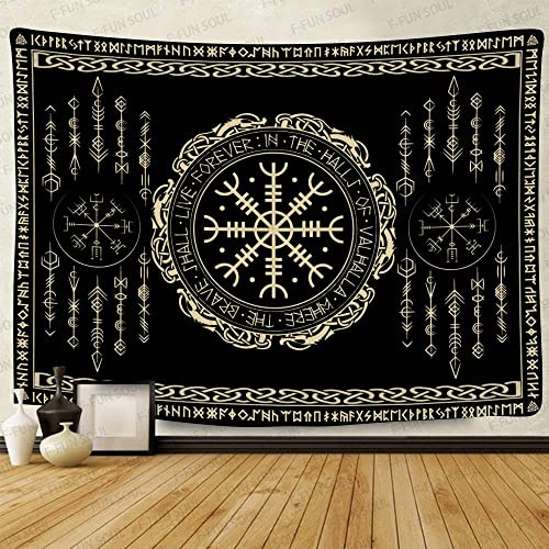 Nordic Vikings Wandteppich für Herren, Vegvsir-Symbol, 203,2 x 152,4 cm