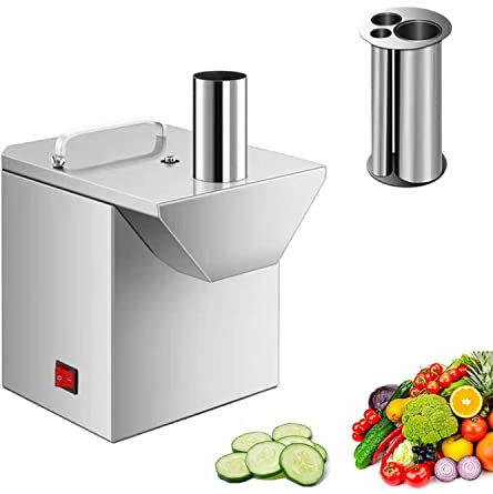 Commercial Vegetable Slicer Electric Meat Cutter Stainless Steel Vegetable Fruit Slicing Machine for Cucumber, Chili, Garlic, Bacon, Ham,Banana 0.2-0.8mm Thickness