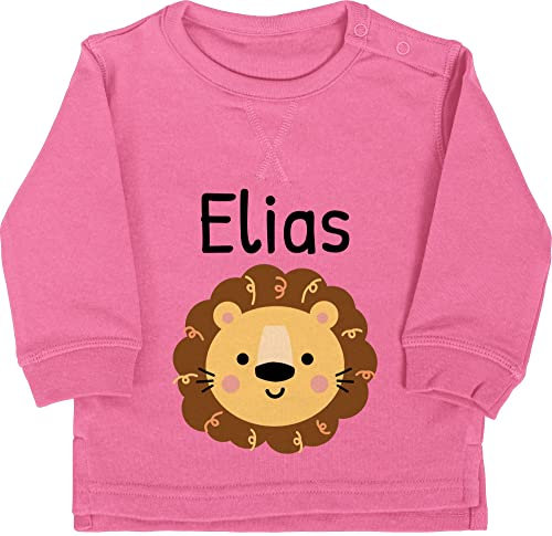 Baby Pullover Jungen Mädchen - Löwen - Süßer Löwe - Kindergarten Kita - 18/24 Monate - Pink - personalisierte geschenke löwenmotiv lowe babykleidung personalisierter junge tier name sweatshirt