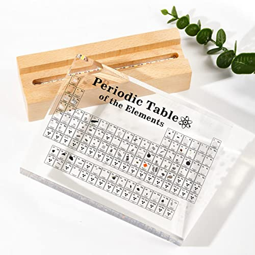Elements Periodic Table Acrylic With 83 Real Samples And Colorful Led Lights Base For Science Lovers, Students To Learn Chemistry Chart Tools, Gifts And Crafts Decoration