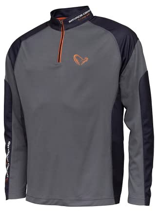 Savage Gear Tournament Shirt 1/2 Zip, Angelbekleidung, Anglerhemden, Unisex, Grau, Groß