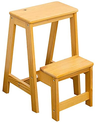 CHEMYO Artículos para el hogar Escalera de Tijera Plegable de 2 peldaños Escalera de Madera, Taburete de Escalera Interior para el hogar, Silla de Cocina de Madera Taburetes de Cama de Carga máxim