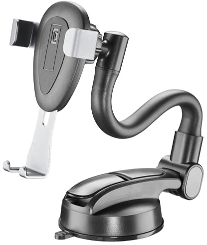 cellularline | Slide Flexy - Universal | Soporte para Smartphone en el Coche con Ventosa y Brazo Flexible para salpicadero o Cristal - Máximo Agarre y Estabilidad Durante la conducción - Negro