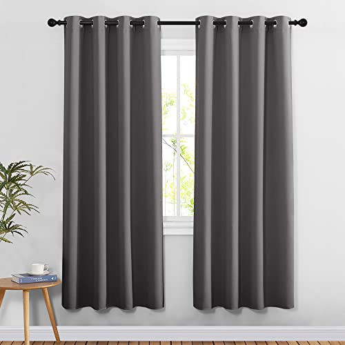 NICETOWN Grey Blackout Curtains & Drapes for Doorway, 2 Panels, W52xL78