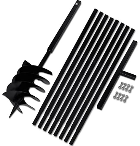 INLIFE Erdbohrer mit Griff 200 mm Verlängerungsrohr 9 m,15.55kg,270536