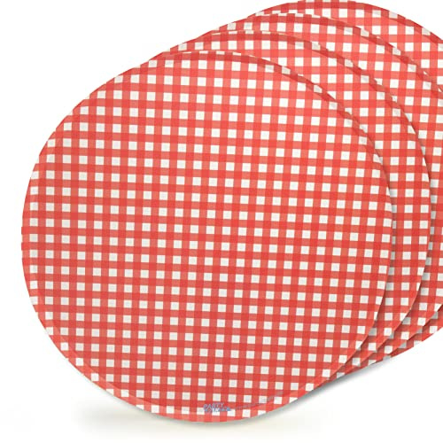 PARTY PARTY 40 Stück Pappteller Weihnachtsteller, Kariert Rot Ø 23 cm, Gingham, Vichy für Weihnachten, Picknick, Geburtstag, Party, Veranstaltung