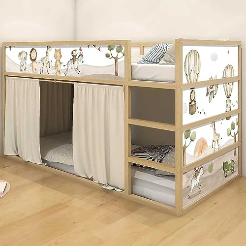 WANDKIND Aufkleber für IKEA KURA Kinderbett Hochbett Klebefolie Möbelfolie Sticker Kinderzimmer Safaritiere Boho (Möbel nicht inklusive) IKB505 (2 Sticker Set)