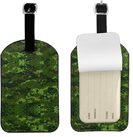Verstellbarer Gepäckanhänger, Gepäckanhänger, grüne Armee, digitaler Camouflage-Druck, personalisierbares Leder-Gepäckanhänger, perfektes Reisezubehör und Geschenk