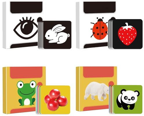 MEMOFYND 96 tarjetas de juguetes sensoriales, blanco y negro, alta definición para niños de 0 a 36 meses