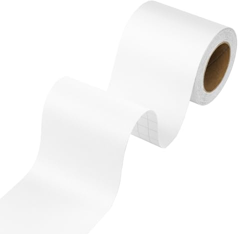 Stickyart White Wallpaper Border Trim Peel and Stick White Border for Bulletin Board Picture Frame Decorations Removable Self Adhesive Wallpaper Borders Mirror Borders for Bathroom Waterproof 3X197