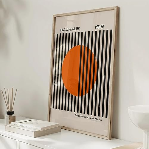 TANYANG Modernes Bauhaus 1919, Leuchtend Orangefarbenes Retro-Wandkunst-Leinwandgemälde, Poster Für Wohnzimmer, Heimdekoration 30X40Cm Kein Rahmen