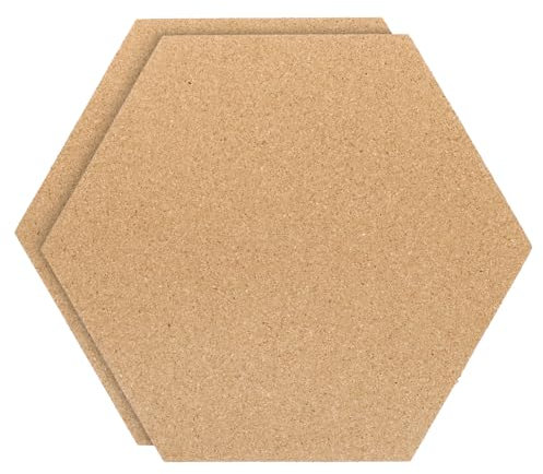 PATIKIL 9.8x8.2 1/4 Épaisseur Carreaux de Liège, 2 Pcs Tableau D'Affichage Hexagonal Auto-Adhésif, Tableau en Liège Pour Mur de Sol, Maison, Bureau, Salle de Classe, Bricolage en Bois