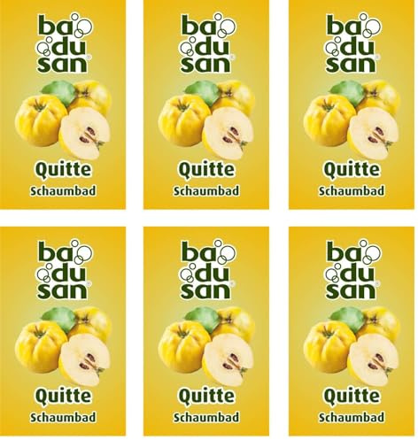 Badusan Schaumbad Quitte – 6er Pack (6×60 ml) – Pflegendes Badezusatz Konzentrat mit fruchtigem Quitten-Duft – Entspannendes Schaumbad für alle Hauttypen