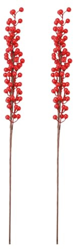 PATIKIL Rami Artificiali di Bacche Rosse, Confezione da 2 Rametti di Bacche di Agrifoglio Finte di Colore Borgogna per Ghirlande Natalizie, Decorazioni per Matrimoni, Feste e Casa, Stile 5