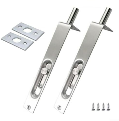Paquete de 2 pernos de descarga de puerta de 6 pulgadas, perno oculto de puerta de acero inoxidable, palanca de doble puerta, pestillo de seguridad