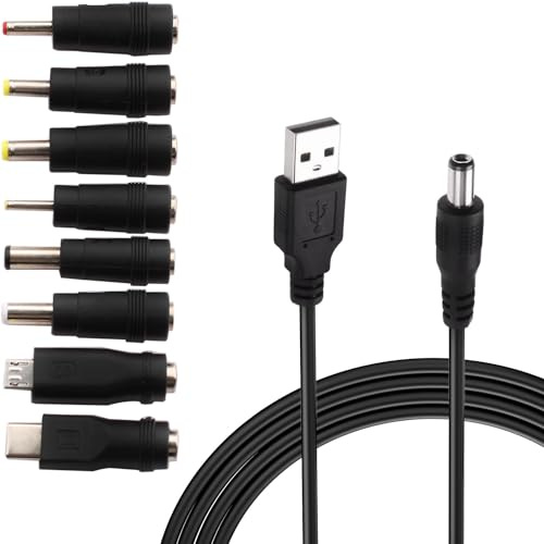 RUNCCI-YUN USB till DC-strömkabel 5 V DC-strömadapter, 5,5 x 2,1 mm, hona till hane