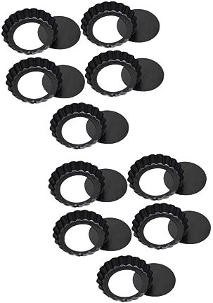 LIFKOME 10piezas Moldes Para Tartas Antiadherentes Con Base Desmontable De Moldes Redondos Para Tartaletas Para Hornear Postres y Tartas
