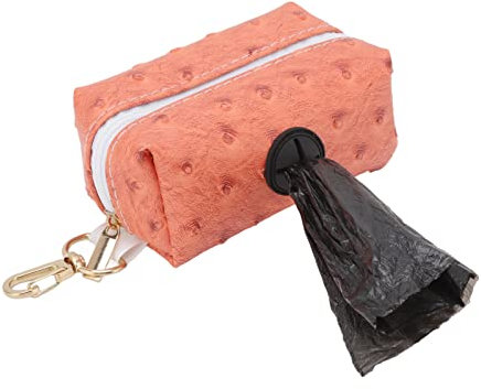 Kotbeutelspender, Tragbarer PU-Multifunktions-Kotbeutelhalter mit Reißverschluss für Hunde Im Freien (ORANGE)