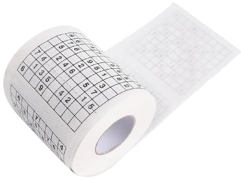 Sharplace 1 Rolle Sudoku-Toilettenpapier, Puzzle-Toilettenpapier, umweltfreundliches, weiches, lustiges Toilettenpapier, Seidenserviette für die Weihnachtsfeier