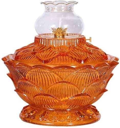 Öllampen, Kerosin-Öllampe for den Innenbereich mit Glaskristall-Hurrikan-Laterne, Lotus-Halter, Zuhause, Buddha-Frontlicht, Kerosin, ultrarein, mit Kerzenständer, Laterne, dekorative Kerzenlaterne ( C