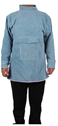 Hochleistungsschweißjacke Schweißschürze Anti-Flame Long Coat Schutzbekleidung Anzug Schweißjacke Lederschürze Hitzebeständiger Schweißmantel (Color : Blue, Size : XX-Large)