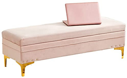 Moderne Samt-Aufbewahrungshocker-Bank, Luxuriöse Plüsch-Aufbewahrungsbank, Gepolsterte Bettbank Mit Stauraum, Getuftete Schuhbank Für Den Eingangsbereich, Wohnzimmer-Fußhocker-Rosa 100x40x40