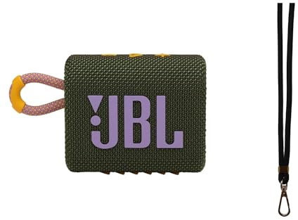 JBL Go 3 Haut-parleur Bluetooth portable étanche vert – Design gras, IP67, 5 heures de lecture, Pro Sound + Longe durable