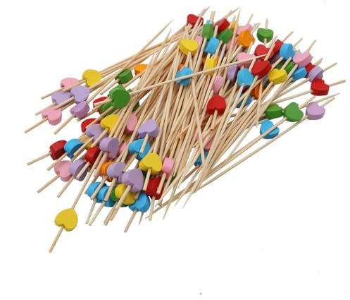 POFET 200 Uds. Palillo hecho a mano de madera de bambú natural, palillo de dientes de fruta decorativo de 4,72 de largo, palillo de cóctel para aperitivos, sándwiches y bebidas decorativas
