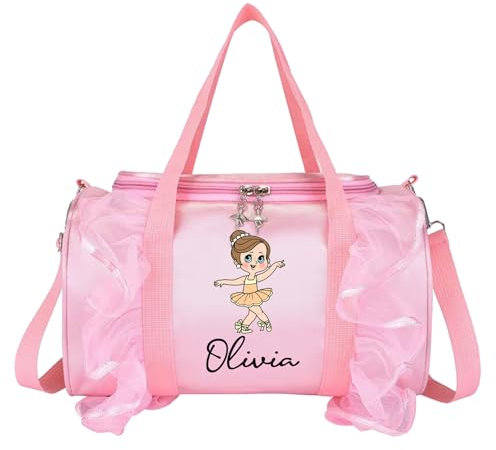 Roycraft Personalisierte Ballett-Tanztasche für Mädchen, personalisierbar, mit verstellbarem Schultergurt