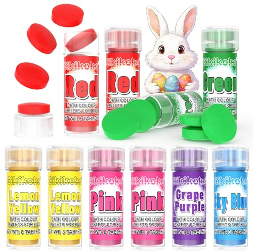 Bath Colour Tablets - Gikikoko 80 Counts Bath Colour Tablets, No Fragrance Gentle on Skin Food Grade, Bathtime Fun - 6 Colours