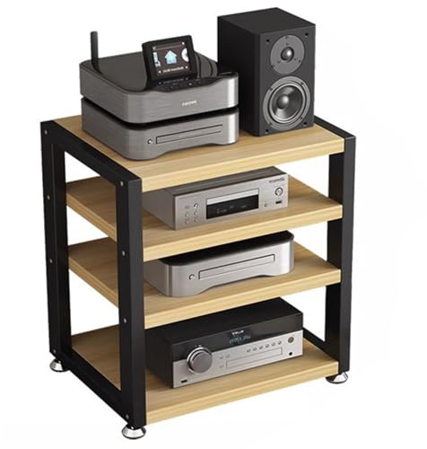 Blazea HiFi Rack 4 Tier AV Media Stand Wood Shelf, Audio Tower | Hifi Rack | Stereo Cabinet Furniture, Home Storage for Entertainment Stereo Components