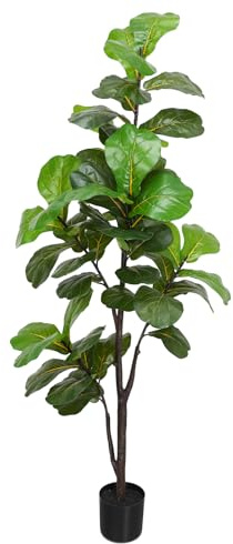 LUWENER 6ft Artificial Fiddle Leaf Fig Tree Plant,Fake Ficus Lyrata in Pot,Ficus Faux Plant Artificial Trees for Office Indoor Outdoor Garden Living Room Home Decor 1PCS-71in