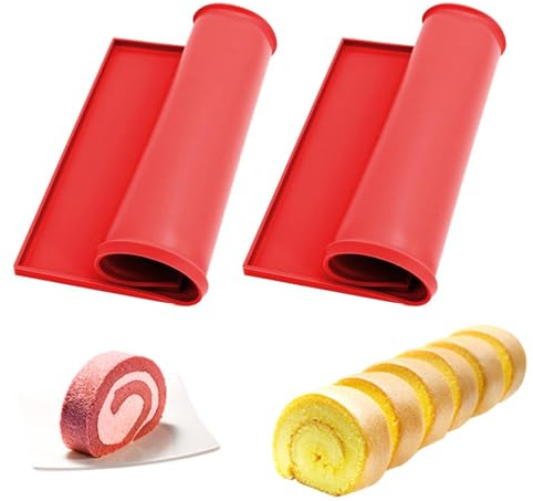 2 Stück Silikon Backmatte - Antihaftbeschichtet Backblech, Dauerbackmatte Mitrand, Rutschfest Roll Backblech Biskuitrolle Rollmatte Groß Roll Kuchen Matte für Kochen, Backen, Keksen