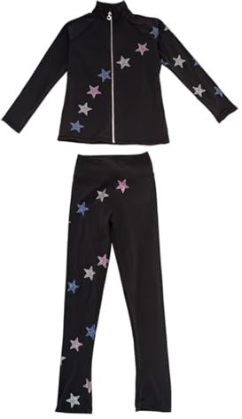 MTKSFDC Trainingsanzug Mädchen Eiskunstlauf-Trainingskleidung for Kinder und Mädchen, Skating-Jacke und Hose, warme Gymnastik-Trainingskleidung for Skateboarder(Suit,L)