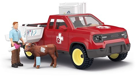 schleich Farm World | Tierarzteinsatz auf dem Bauernhof 42727 | 29 Teile | Set inkl. Pick-up, Tierarzt, Kuh & Zubehör | tolles Geschenk für Jungen und Mädchen | Bauernhof Spielzeug ab 3 Jahre