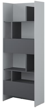 MEBLINI Schrank für Schrankbett Bed Concept - Hochschrank mit Regalen, Fächern und Schublade - BC-22 - Grau/Graphit