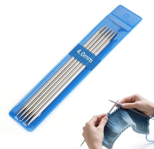 Coopay 5 Stück Edelstahl Nadelspiel 4,0 mm Stricknadeln Set, 15 cm Länge Stricknadeln für Socken, Schals, Mützen, Haustier, Pullover, Socken stricken für anfänger, Sockennadeln 4,0mm
