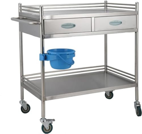 Medizinischer Rollwagen aus Edelstahl – 2/3-lagiger Allzweckwagen für Labor & Notfall, mobiler Ankleidewagen, Maße 80 × 22,5 × 86 cm, langlebiges und vielseitiges Design