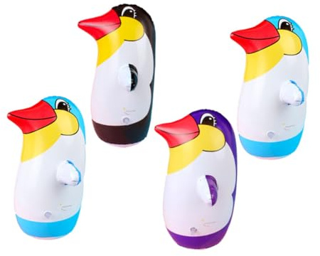 JOINPAYA PVC Animal Toy Inflatable Ornament Tumbler Toy for Christmas Decoration – Adorable Penguin Shape with Stand Firm Function Inflatable Outdoor Garden Balcony Decor 4Pcs