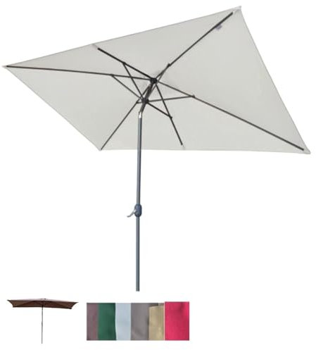 Parasol de terrasse rectangulaire rotatif 6,1 x 91,1 cm, protection UV, parasol incliné pour jardin, balcon et terrasse – Marron