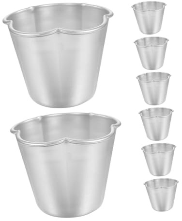 Cabilock 8 piezas Moldes de Flan de Aluminio Antiadherentes para Pudding Tartas Magdalenas y Postres Diseño Redondo Flexible para Uso Múltiple Horno